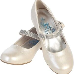 Swea Pea & Lilli girls formal Mary Janes Pearl White Rhinestones Excellent 1